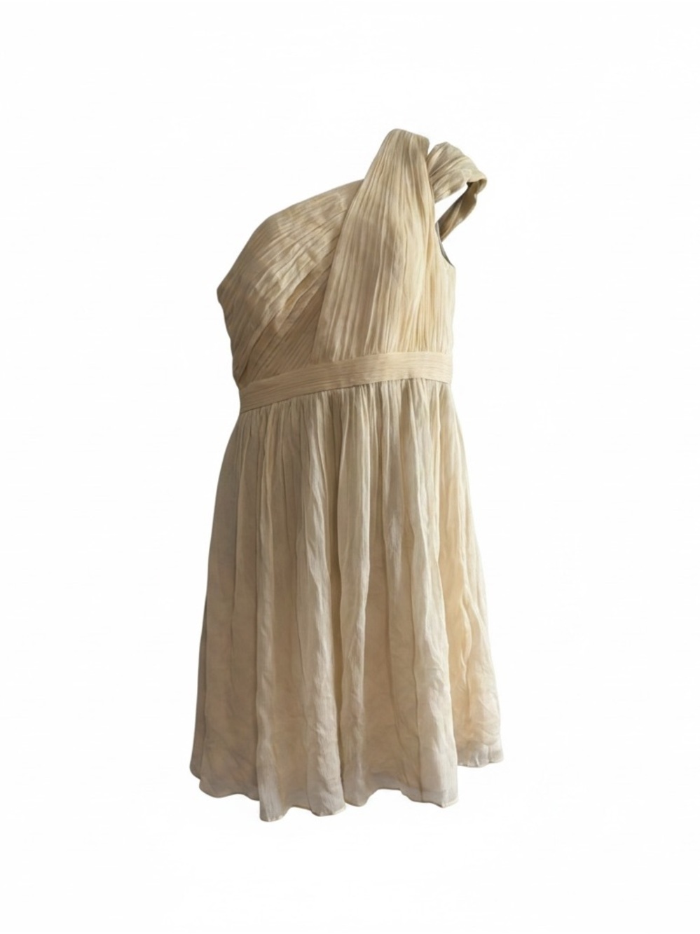 J. Crew One-Shoulder Pleated Cream-Beige Dress